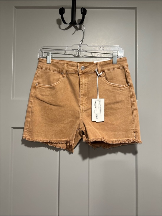 Zenana Outfitters Pants - Zenana Outfitters Tan Frayed Hem Denim Shorts
